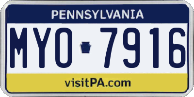 PA license plate MYO7916