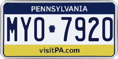 PA license plate MYO7920