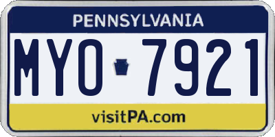 PA license plate MYO7921