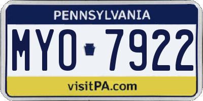 PA license plate MYO7922