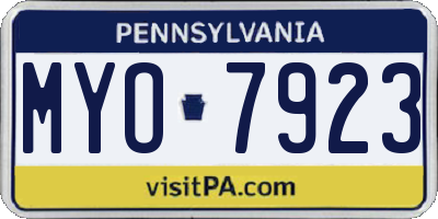 PA license plate MYO7923