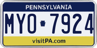 PA license plate MYO7924