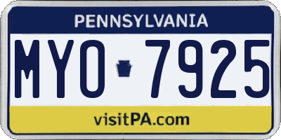 PA license plate MYO7925