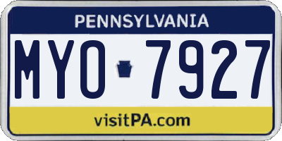 PA license plate MYO7927