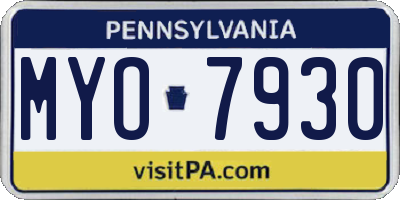 PA license plate MYO7930
