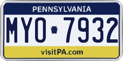 PA license plate MYO7932