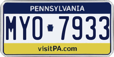 PA license plate MYO7933