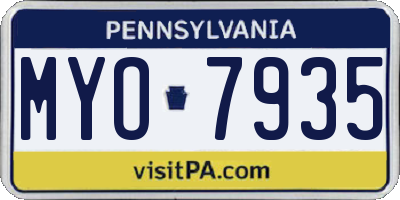 PA license plate MYO7935