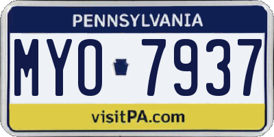 PA license plate MYO7937