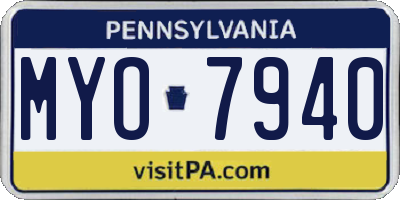 PA license plate MYO7940