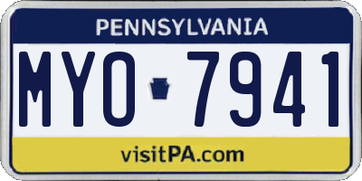 PA license plate MYO7941