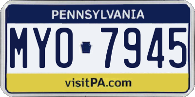 PA license plate MYO7945