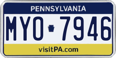 PA license plate MYO7946