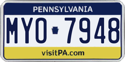 PA license plate MYO7948