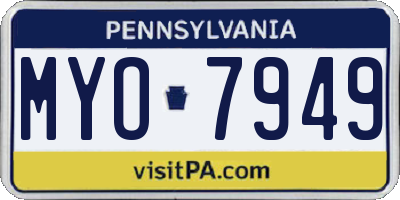 PA license plate MYO7949