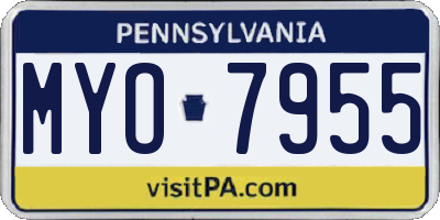 PA license plate MYO7955