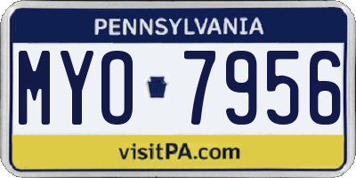 PA license plate MYO7956