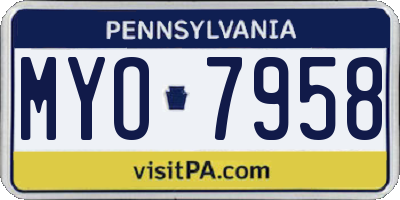 PA license plate MYO7958