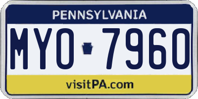 PA license plate MYO7960