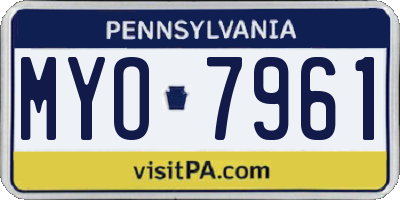 PA license plate MYO7961