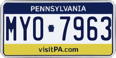 PA license plate MYO7963