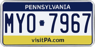 PA license plate MYO7967