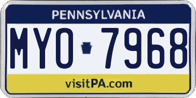 PA license plate MYO7968