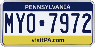 PA license plate MYO7972