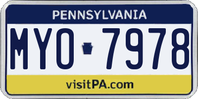 PA license plate MYO7978