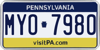 PA license plate MYO7980