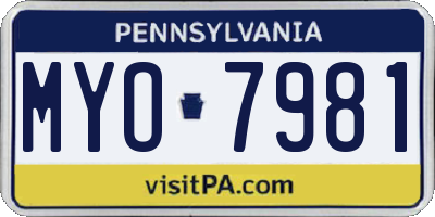 PA license plate MYO7981