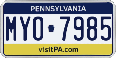 PA license plate MYO7985