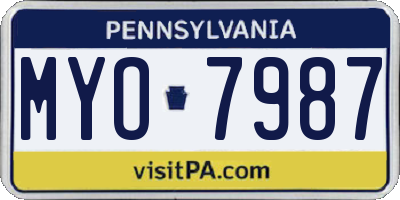 PA license plate MYO7987