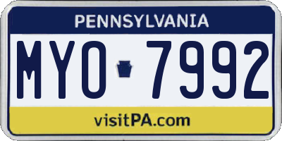 PA license plate MYO7992