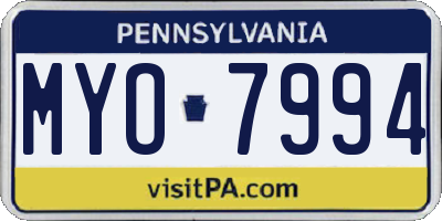 PA license plate MYO7994