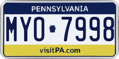 PA license plate MYO7998