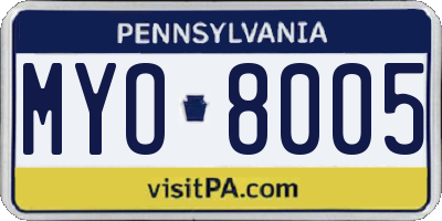 PA license plate MYO8005