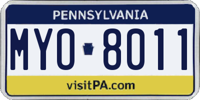 PA license plate MYO8011