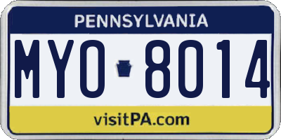 PA license plate MYO8014