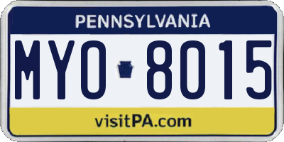 PA license plate MYO8015