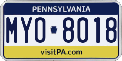 PA license plate MYO8018