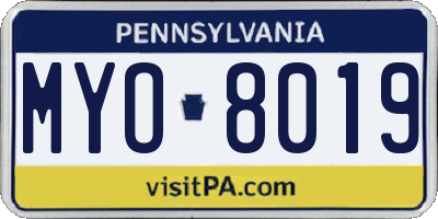 PA license plate MYO8019