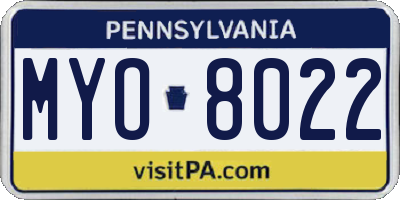 PA license plate MYO8022
