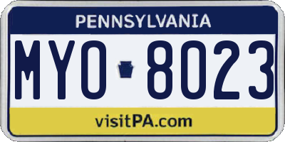 PA license plate MYO8023