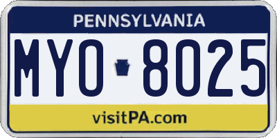 PA license plate MYO8025