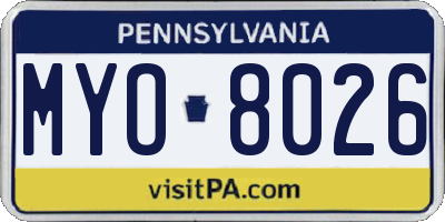 PA license plate MYO8026