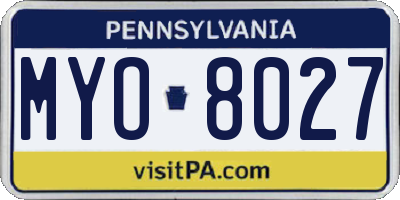 PA license plate MYO8027