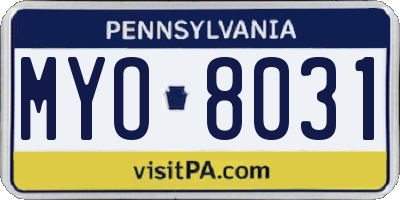 PA license plate MYO8031