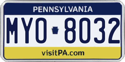 PA license plate MYO8032