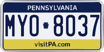 PA license plate MYO8037